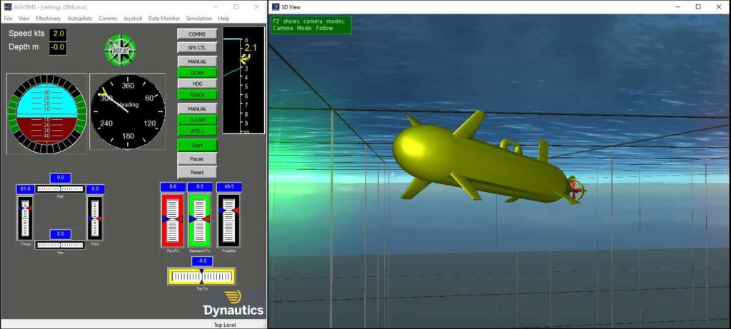 Dynautics AUV Sim in action