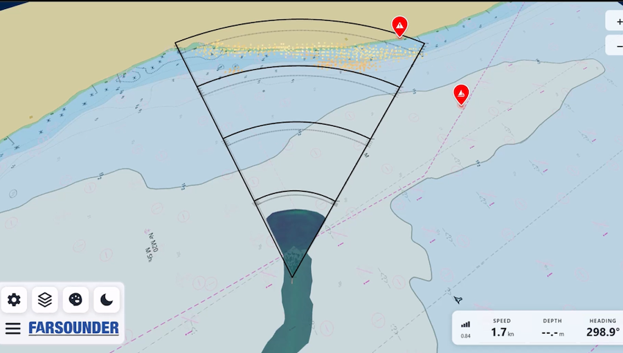 SonaSoft LT displaying long range camera detections