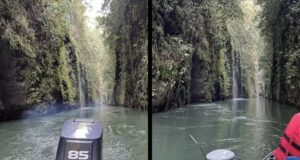 Vertical Rock Walls on Both Sides of the River Channel